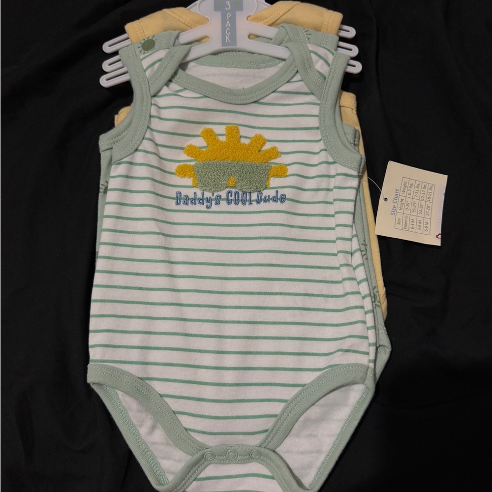 Cool Dude Striped Green and Yellow Baby Bodysuit